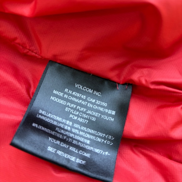 Volcom Hooded Puff Puff Jacket Black youth XL - Picture 12 of 15